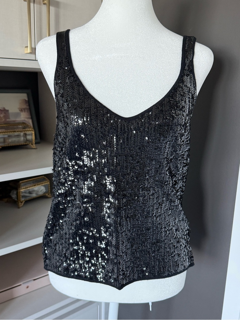 J. Crew Black Sequin Camisole Tank